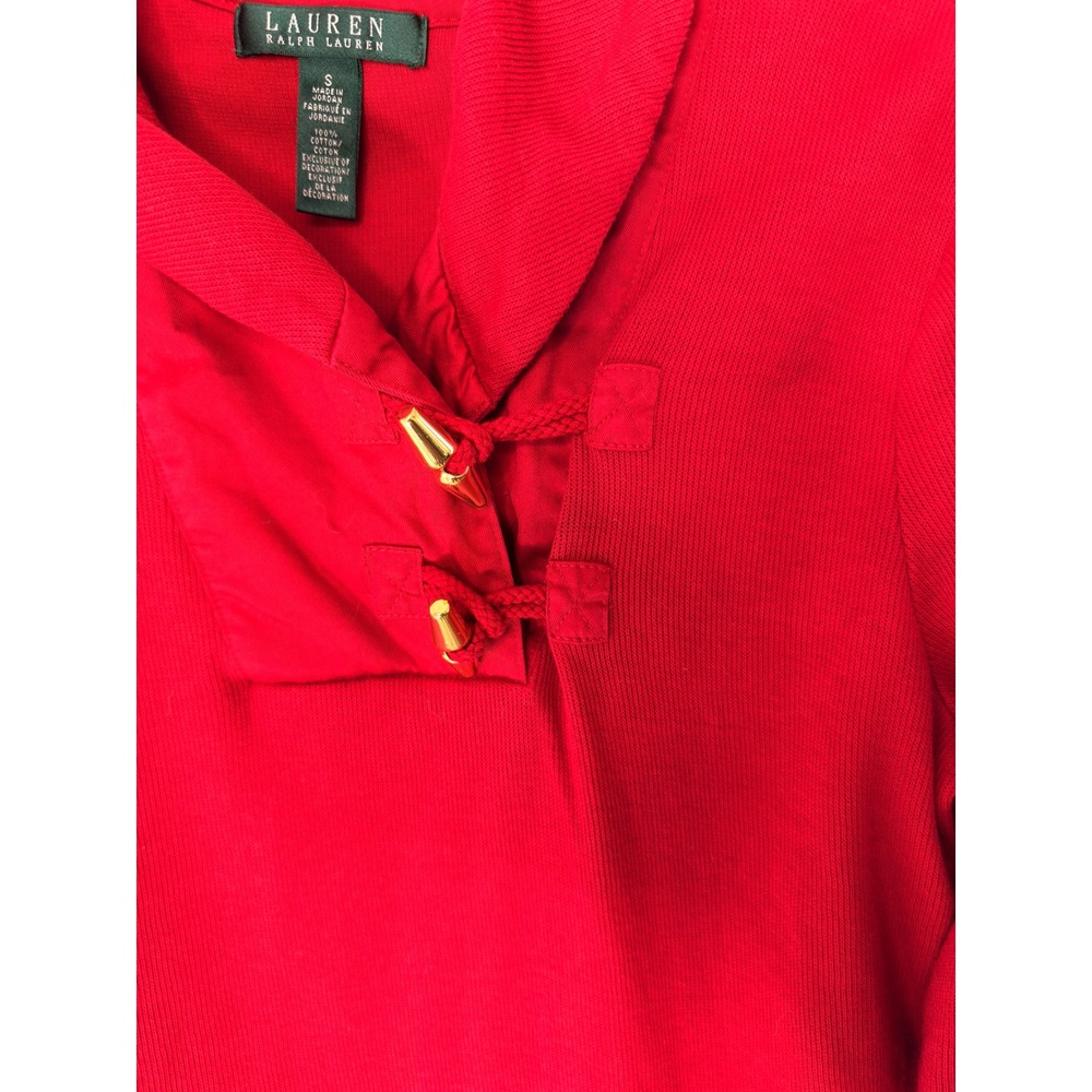 Ralph Lauren Toggle Shawl Collar Pullover Sweater Women's Red Cable Knit Small - Picture 8 of 13